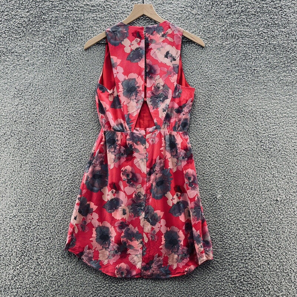 Rebecca Taylor Dress Pink Floral Silk Sleeveless Cut Out Above Knee - Picture 8 of 14